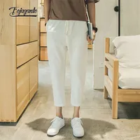 بنطلون الرجال fojaganto celana baru musim panas pria linen kasual sepanjang betis mode warna solid tipis ringan 220829