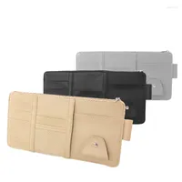 자동차 주최자 Yolu Sunshade Storage Bag Sun Visor Clip Leather Stowing Tidying Box Pen 카드 티켓 선글라스 홀더