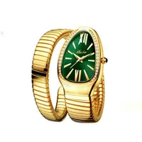 Missfox Women's Watch Shape Snake Orologio da polso di lusso per Women Steel Gold Quartz LADI Watch Clock2573