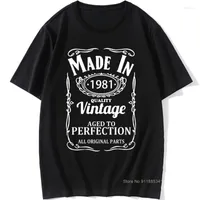Camisetas para hombres camisetas para hombres vintage hecha en 1981 camiseta presente de cumpleaños unisex unisex gráfico cool algodón de manga corta