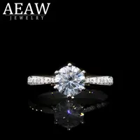 Solitaire Ring Wedding Rings AEAW 14K White Gold 10ct Round Cut Brilliant Engagement for Women 220829