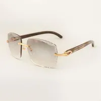 Wysokiej klasy okulary przeciwsłoneczne 3524014 z naturalnymi czarnymi teksturowanymi buffami klakson i grawerowanie okularów 58-18-140 mm2285