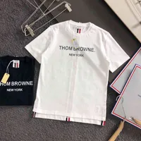 デザイナーTシャツThom Brow's Trendy Brand TB Tom Brown Ginza Tokyo Japan Limited Couples Back Color Color Stripe Stripe短袖Tシャツルーズカジュアル
