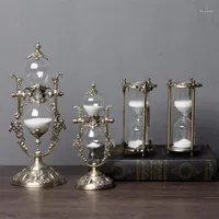 Timer de ampulheta da Europa 15 30min Clock Sand Metal Glass Decorativa de areia Timer para decoração de mesa A06-31284T