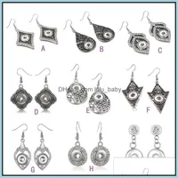 Charm 9 Styles Noosa Chunks Ginger Snap Earrings Jewelry Vintage Hollow Out Geometric 12Mm Button Charms For Women Gift Drop Lulubaby Dhyj8