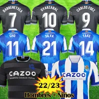 Real Sociedad 2022 2023 Soccer Jersey Oyarzabal X Prieto Portu David Silva voetbalshirt Take 22 23 Carlos Fernandez Camiseta de Futbol Men Kit Kids Equipment