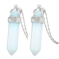 Pendant Necklaces Crystal Point Hexagonal Prism Stone Pendants With Chain Healing Jewelry Pack Of 2 amWLr