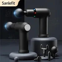 Full Body Massager Sanlefit Compress Massage Gun Cool LED Light Percussion Pistol Deep Tissue Muscle Neck and Back Relaxation 220829