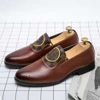 Loafers Men Shoes Color-blocking PU Stitching Pointed Toe Fashion Business Casual Wedding Party Daily All-match AD029