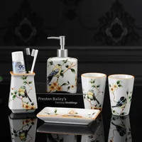 WSHYUFEI Ceramic Bathroom Accessory Set Washing Tools Bottle Mouthwash Cup Soap Toothbrush Holder Household Articles253G