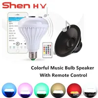 Smart E27 RGB Bluetooth Speaker LED Bulb Light 12W Music Playing Dimmable Wireless Lamp with 24 Keys Remote Control262F
