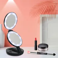 소형 거울 휴대용 미니 거울 3 접이식 LED 세면대 조명 화장품 루스 파라 에스페 조 데 마키 릴라 제.