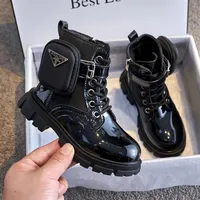Boots Girls 2021 Autumn Fashion Black British Style Ankle Kids PU Leather Tide Children Winter Shoes Plus Velvet3310