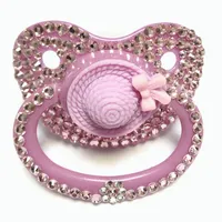 MIYOCAR unique handmade bling pink hat adult pacifier Adult Sized Cute Gem Pacifier Dummy ABDL Silicone Nipple249j