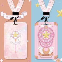 Schlüsselanhänger Anime Sakura Kartenkartentruppe Hülle Schlüsselketten Schlüsselring Lanyard Lady süße lustige ID -Pass -Badge -Telefonhalter Cosplay Requisiten Geschenk
