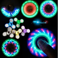 LED Light Fidget Spinner Toys Electroplating Spinning Top Hand Fingertip Spinners Tri Gyro Luminous Spiral Finger Decompression Toy for Kids Adult INS