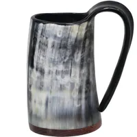 Whisky S -bril Echte mug cup glazen bekerwijnhoorn viking drinkmokken met redwood basen T200506300V