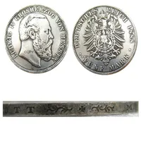 DE26 alemão 5 Mark 1888 Silver Plated Craft Copin Coin Brass Ornaments Acessórios para decoração de casa249D