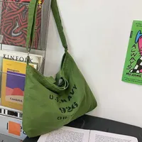 이브닝 가방 90 년대 패션 캔버스 섬유 오디 타일 대형 슬라 우가있는 가방 Y2K 미학적 세련된 큰 학교 노트북 야간 주말 파우치 핸드백