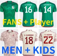 2022 Mexico voetbaltrui Camisetas Home 22 23 Fans spelerversie Chicharito Lozano Alvarez Raul National Team voetbalshirt Men World Kit Cu Kids 2023 Lange mouw
