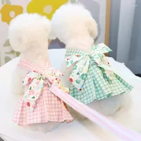 Dog Collars Cute Harness Skirt Big Bow Pet Clothes Dress Adjustable Cat Leash Set Puppy Dogs Vest Accessories Chest Starp