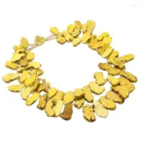 Подвесные ожерелья Guaiguai Ювелирные изделия 21 "-24" 2 нити 30 мм желтый морской осадок Джаспер-хрустальный ожерелье для женщин