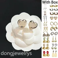Luxe designer oorbellen Vintage Cuff Stud Hoops Gold Eargingen Women hartvormige charmante brief hangerse sieraden dongjewelrys