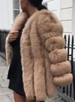 السيدات فو فرو معاطف الشتاء 2019 فو فرو سترة النساء زائد حجم معطف قصير دافئ فروي سترة طويلة الأكمام الخارجية#G3