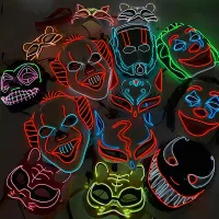 Masques de f￪te Halloween Clown Face Mask Glow LED MASKS MASQUER MASQUERADE MASSE COSPlay Party Lighting Masks Halloween Cosplay Decoration