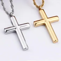 Pendanthalsband Rostfritt st￥l Silverf￤rg/Guld Jesus Christian Cross Men's Women's Hip Hop Jewelry Halsband Twist Link Chain