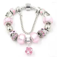 Charm Bracelets Arrival Pink Ball Bead Bracelet Women Jewelry Breast Cancer Awareness Ribbon For Gift Bijoux Pulsera