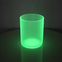 10 oz süblimasyon cam bardak kavanozları bambu kapağı ile koyu yeşil mum bardağı parlıyor Buzlu kokulu mumlar koku çay ışık kavanoz ışıltılı cam bardaklar
