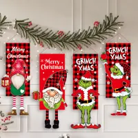 2023 Gelukkig Nieuwjaar Vrolijk kerstfeest Decoratie voor Home Grinch Hanging Foot Doll Hanging Flags Garden Flag