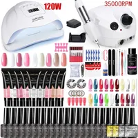 Nail Manicure Set for Extensions Gel Polish Acrylic Kit Poly With UV LED Lamp Kits Tools 220829