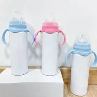 Bicchieri da 8 once sublimazione bambino sippy tazza con manico isolare thermos portatile doppio vaccino per bambini latte per bambini bottiglia natalizi dd