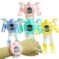 Робот -трансформация наручные часы игрушки Mecha Robot Электронные часы детские спортивные карикатуры часов детские рождественские подарки261f