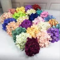 Decoratieve bloemen kransen 50 stks/lot zijden hydrangea kunstmatige bloem handgemaakte zijden rozenbloemhoofd voor bruiloftdecoratie bloemwand 16 cm groothandel
