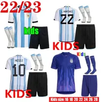 2022 2023 Shirt da calcio Argentina Soccer Jersey Boys Dybala Maradona Di Maria 22 23 KIDS KIT SET SET