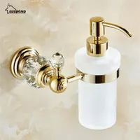 Europe Brass Crystal Liquid Soap Dispenser Antique Grosted Very Conteneur Bottle with Silver Finish Bathroom Products ZY10 Y200407202P