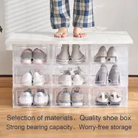 تخزين الملابس 6pcs أحذية منظمت مربع درج بلاستيكي شفاف للمنزل رف الخزانة الملحقات القابلة للتكديس