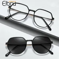 Elbru Anion Retro Metal Oversized Glasses Frame Men Women Ultralight Transparent Color Eyewear Pochromic Lens Plain Fashion Sungla256d