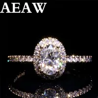 Solitaire Ring Wedding Rings AEAW 14K White Gold Halo 10ct 3ct Oval Cut Brilliant Engagement for Women 220829