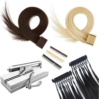 6d Hair Extensions Machine Kit Tool Applicator Gun Eerste generatie Gebruikte blond bruin menselijk haar308j