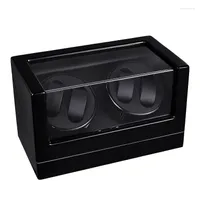 مربعات مشاهدة إرسال بواسطة DHL/FedEx 4 فتحات Winder Wooden Automatic Rotation Storage Case Box Box Black White Color