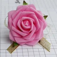 8cm Wrist Flower Rose Silk Ribbon Bride Corsage Hand Decorative Wristband Bracelet Bridesmaid Curtain Band Clip Bouquet G1130267M