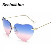 Rimless Heart Sunglasses Women Oversize Love Sun Glasses Female Brand Vintgae Double Color Lens Pink Oculos New1227p