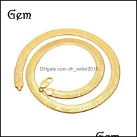 Ketten 10 mm breites Schlangenknochenkettengelbgold gef￼lltes M￤nner Statement Fischgr￤tenhalskette 60 cm 2072 Q2 Drop Lieferung 2021 Schmuck Halskette Dhlue