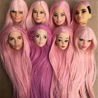 Мужская и женская длинная прическа кукла розовая волоса кукла кукла с корней женской игрушечной головы 1 6307U