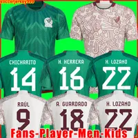 2022 Mexiko Soccer Jersey fans Player Version H. Lozano Chicharito G dos Santos 22 23 World Cup Guardado Football Shirt Topps Män barn sätter uniform