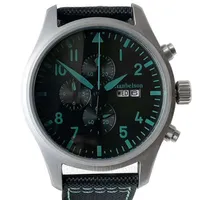 F1 Team Watch Mens Titanium Pilots Movimiento de cuarzo Japón Cronógrafo Negro Black Face Verde Dial Dial Wristwatches 43 mm